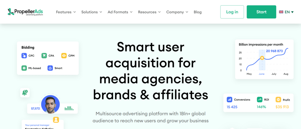Propeller Ads ad a Popunder Ad Network